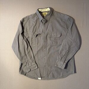 Cabalas Chamois Size Large Heather Grey Button Up Shirt